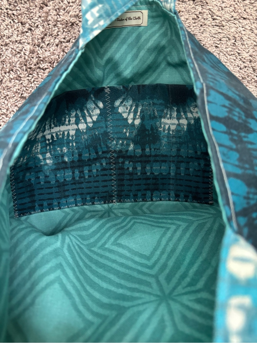 🚨 Handmade Teal Tie-Dye Canvas Tote Bag 🚨 LAST CHANCE - Picture 3 of 6
